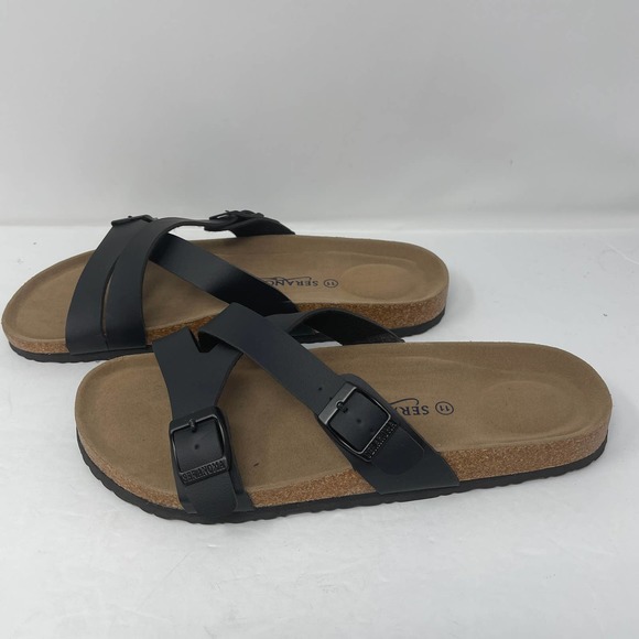Seranoma Double Buckle Criss Cross Strap Cork Footbed Sandals Size 11 New - Picture 4 of 8